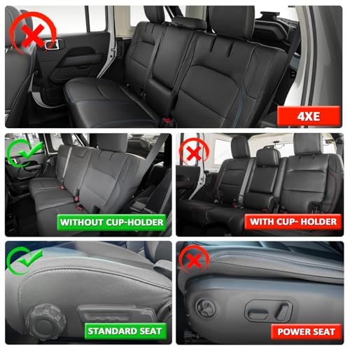 Wrangler JL Seat Covers Custom Fit for Jeep Wrangler (Black&Gray / 18-26 JL 4 Door Without Rear Cup Holder Full Set)