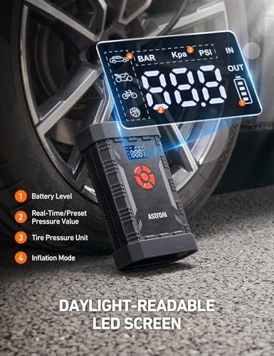 A30 4000A Portable Jump Starter with Air Compressor (4000A-Red)