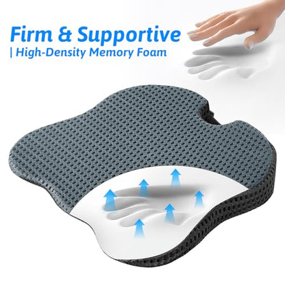 Wedge Car Seat Cushion for Better Visibility & Sciatica Pain Relief (Gray)