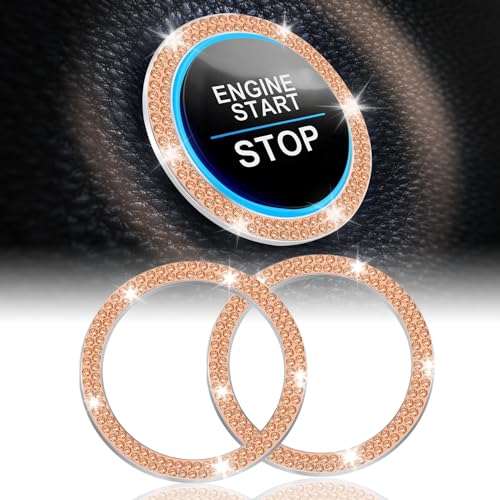2 PCS Crystal Double Rhinestone Car Engine Start Stop Decoration Ring (Double Gold)