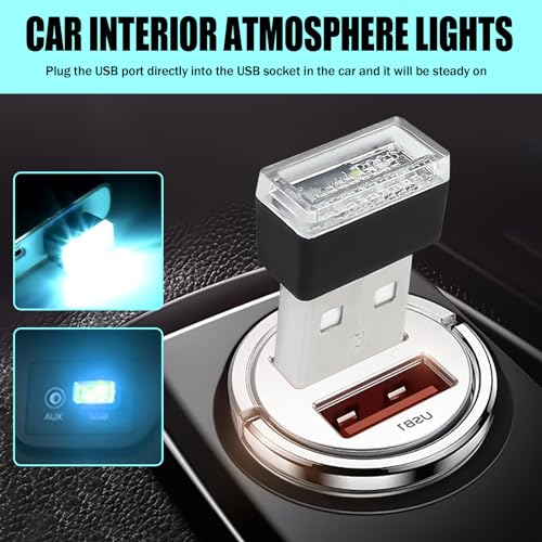 4PCS USB LED Car Interior Atmosphere Lights (Ice Blue)
