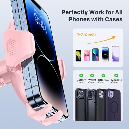 Phone Holders for Your Car with Metal Hook Clip (Pink / 1 Pack)