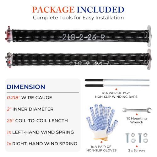 Garage Door Torsion Springs Pair (0.218" X 2" X 26")
