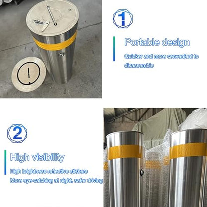 Steel Safety Bollard Post (Silver (2pcs))