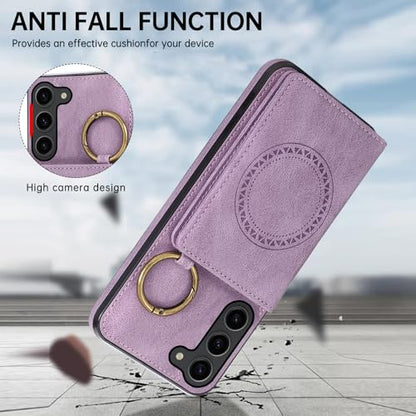 Compatible with Samsung Galaxy S23 Plus S23+ 5G Wallet Case and Screen Protector Crossbody Shoulder Strap Stand Magnetic Car Mount Cell Phone Cover for S23plus 23S + S 23 23+ SM (Purple / for S23 Plus)