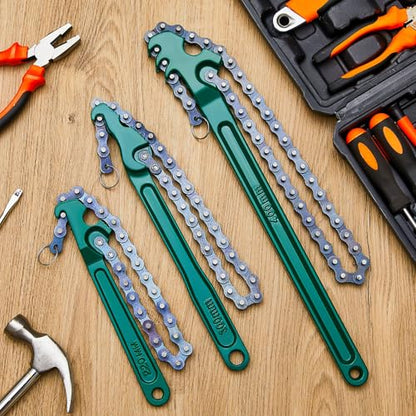 3 Pcs Large Reversible Chain Oil Filter Wrench with 12 16 9 Inch Chain Wrench Adjustable Heavy Duty Carbon Steel Sturdy Pipe Fitting Tool Spanner for Ratcheting Universal (Green)