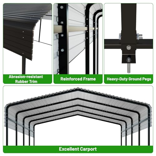 10 x 15 FT Metal Carport with Heavy Duty Galvanized Steel Roof & Durable Frame (10X15FT)