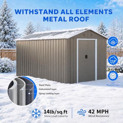 8x10 FT Outdoor Storage Shed (8x10 FT/No Window / Gray)