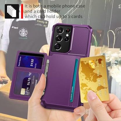 Wallet Case for Samsung Galaxy S21 Ultra (Purple / Samsung Galaxy S21 Ultra)