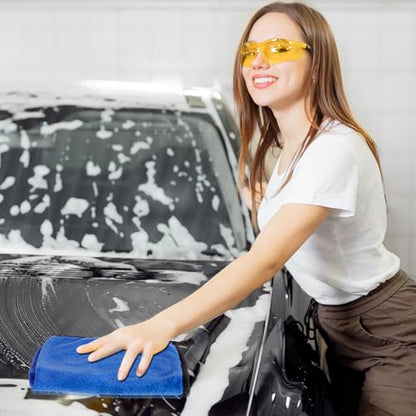 60 Pcs Microfiber Towels Bulk Car Drying Cloth (Blue)