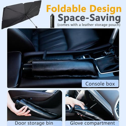 Foldable Car Windshield Sun Shade with Mirror Cutout