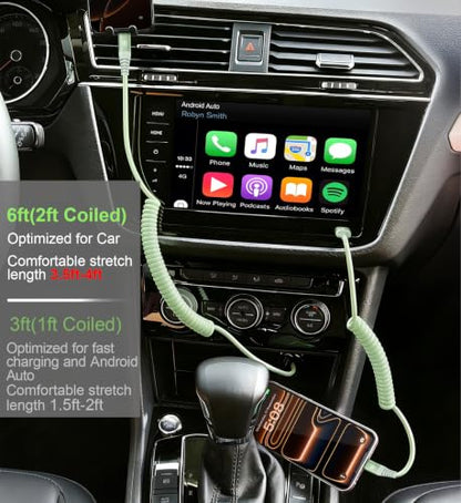 USB to USB C Cable Fast Charging 60W (6FT / Green)