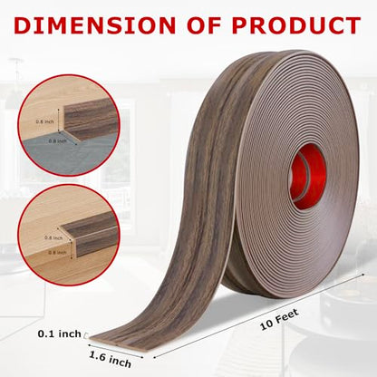Wall Corner Protector Peel and Stick Corner Trim Molding (1.6 In x 10 Ft / Smoked Brown Wood)