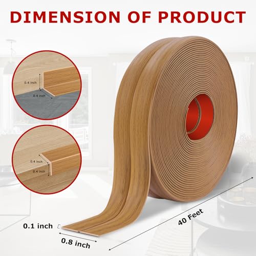 Wall Corner Protector Peel and Stick Corner Trim Molding (0.8 In x 40 Ft / Light Brown Wood)