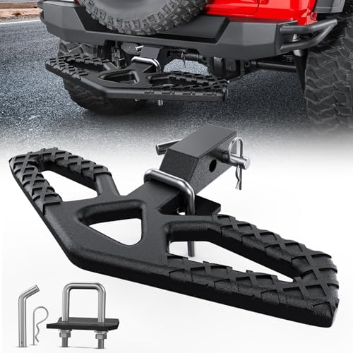 Tow Hitch Step Bar 2" Receiver Bumper Guard for Pickup Truck SUV (Tow Hitch Step w/ Anti Rattle Stabilizer)
