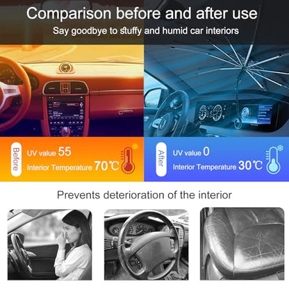 Car Windshield Sun Shade Umbrella (55"x31")