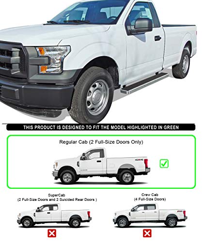 iBoard 6in Running Boards for F150 F250 F350 Regular Cab (Stainless Steel Polished / 6 Inches)