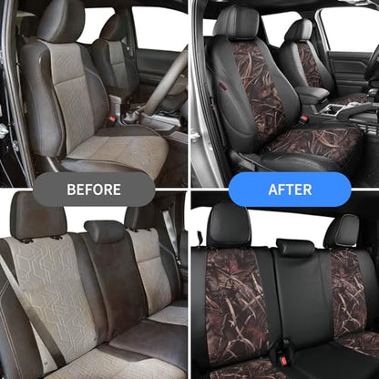 Tacoma Leather Car Seat Covers Custom Fit for Toyota Tacoma 2012 2013 2014 2015 (Leather(Black/Reed Camo) / 2012-2015 Tacoma Full Set (Regular Seats))