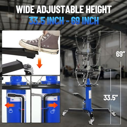Dual Plunger Hydraulic Transmission Jack 1322lbs Capacity (1322 LBS / Blue)