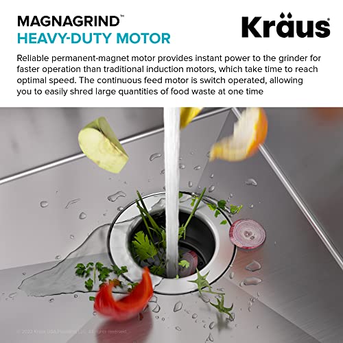 KWU110-32-100-100MB, Kore Workstation 32-inch Undermount 16 Gauge Single Bowl Stainless Steel Kitchen Sink with WasteGuard 1 HP Continuous Feed Garbage Disposal (Stainless Steel / 32 Inch / Sink and Garbage Disposal 1HP)