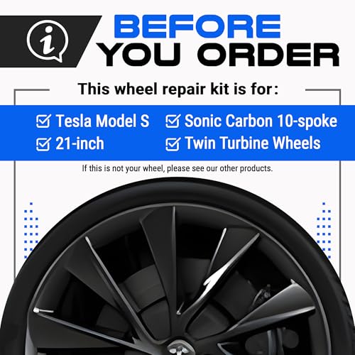 Premium Tesla Wheel Curb Rash Repair Kit for Model S 21 (Tesla Model S / 21" Sonic Carbon Twin Turbine)