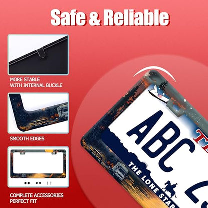 Camping License Plate Frame Stainless Steel Forest License Holder (Camping Forests)