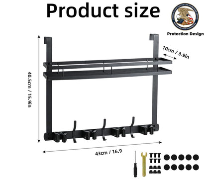 Over the Door Heavy Duty Metal Broom & Mop Holder (black)
