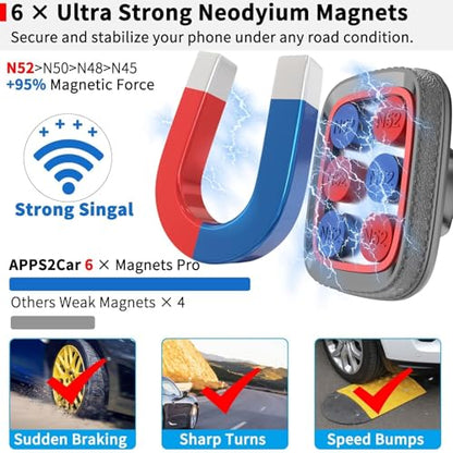 Magnetic Phone Holder for Car (Black- Magnetic)