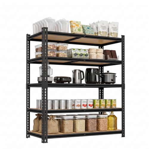3000LBS Garage Shelving 72''H Storage Shelves Metal Shelving 5 Tier Metal Shelves Adjustable Pantry Shelf for Closet Pantry Basement Kitchen Warehouse 40" W x 17.8" D x 72" H (5T 40" W x 17.8" D x 72" H)