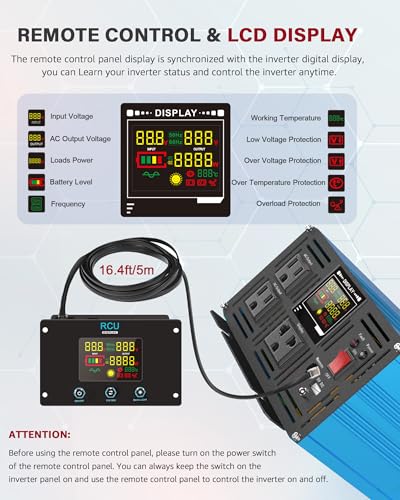 6000 Watt Pure Sine Wave Power Inverter DC 48V to 110 (Blue / 6000W - 48V)