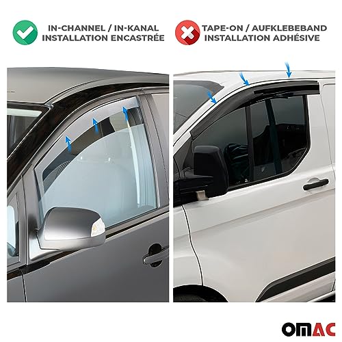 Front Bug Shield Hood Deflector & Window Visor for Mercedes Metris 2016 (Metris 2016-2024 / Deflectors Set)