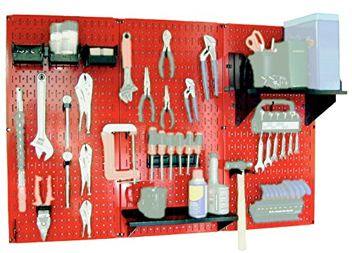 30-WRK-400RB Standard Workbench Metal Pegboard Tool Organizer,Red/Black (Red/Black)