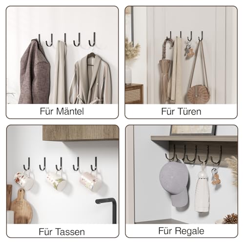 10 Pack 22LB Wall Hooks for Hanging Towel (Black / 10 Pack)