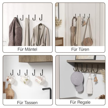10 Pack 22LB Wall Hooks for Hanging Towel (Black / 10 Pack)