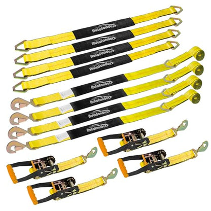Complete Axle Straps Tie Down Kit 2" x10' Heavy Duty Vehicle Tie Down Strap (Axle Tie Down Straps)