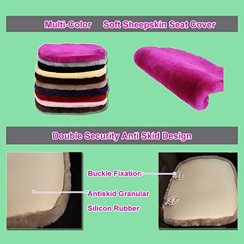 Genuine Sheepskin Car Rear Seat Cover for Fuzzy Fur Wool Cushion (Graphite)