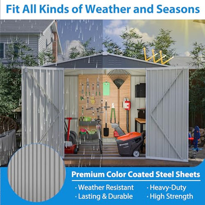 Metal Outdoor Storage Shed (Light Gray / 8x6 Ft)
