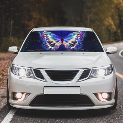 Funny Butterfly Car Windshield Sun Shade Umbrella Automotive Windshield Sunshade Foldable Front Car Accessories Interior Decor to Keep Vehicle Cool for Most Vehicles 57'' X 30'' (57'' X 30'' / style-AB13)