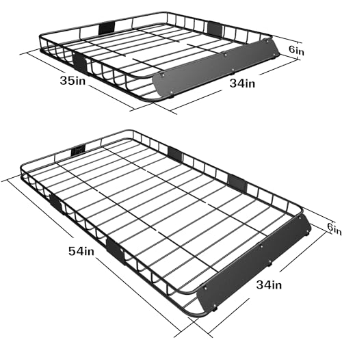 54" x 34" x 6" 200lb Heavy Duty Roof Rack Carrier Basket with Waterproof Bag (54" x 34" x 6")