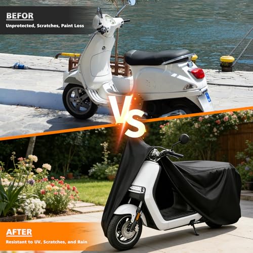 Moped Cover Scooter Cover Waterproof Outdoor Vespa Cover (S-72 inch / Black)