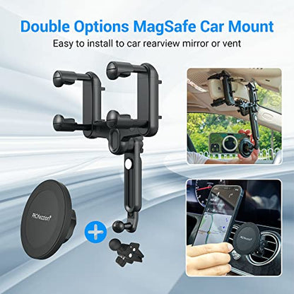 Car Rearview Mirror Magnetic Phone Mount Holder for MagSafe (Car Rearview Mirror or Vent)