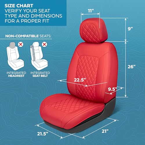 Curated Cabernet Napa Leather Seat Covers for Cars & SUVs (Red (Cabernet) / Front Seats)