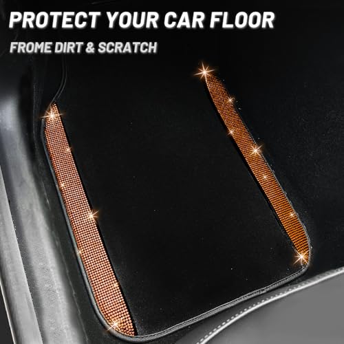 Bling Car Floor Mats Full Set (Orange Diamond / Car Floor Mats (4 Pieces))