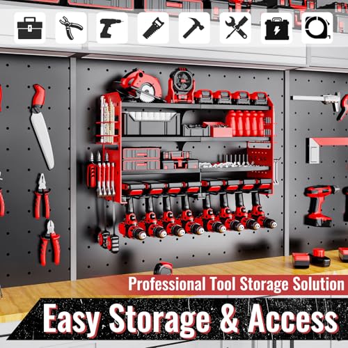 Power Tool Organizer Wall Mount (Red / 1PC 8 Drills Holder)