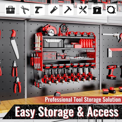Power Tool Organizer Wall Mount (Red / 1PC 8 Drills Holder)