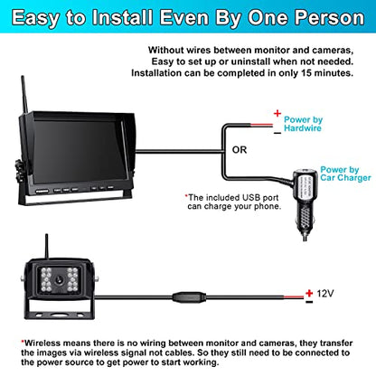 HD 1080P DVR 10" Wireless RV Backup Camera System (Coal Black / 10-inch+2 Cam)