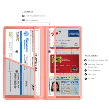 Car Registration & Insurance Card Holder (Pink)