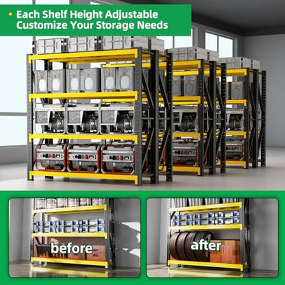 3000LBS Heavy Duty Storage Shelves (59''W x 23.6''D x 78''H / Black & Yellow Combo)