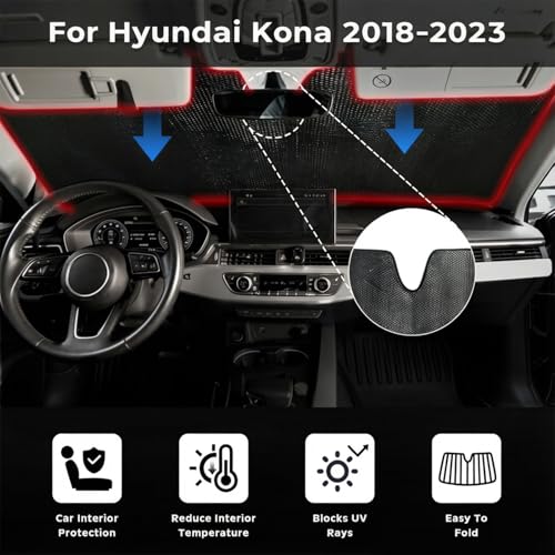 Car Windshield Sun Shade for Hyundai Kona 2018 (for Hyundai Kona 2018-2023)