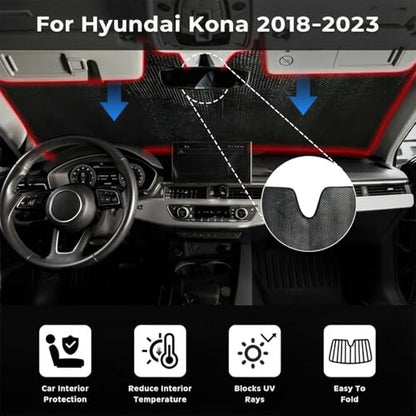 Car Windshield Sun Shade for Hyundai Kona 2018 (for Hyundai Kona 2018-2023)